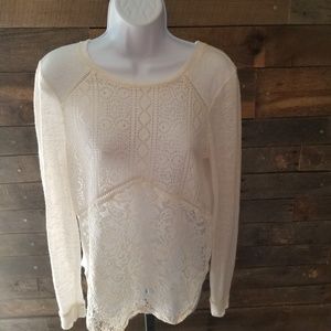 Xhilaration Size Medium Cream Sheer Lace Top